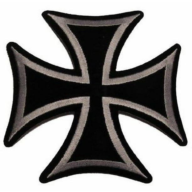 SILVER BLACK MALTESE CROSS PATCH BIKER MOTORCYCLE MC ORDER ST SAINT