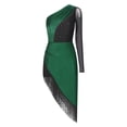 thumbnail image 5 of Haitryli Women Fringe Latin Dance Dress Irregular Hem Ballroom Tango Salsa Latin Dance Dress Green XXL, 5 of 8