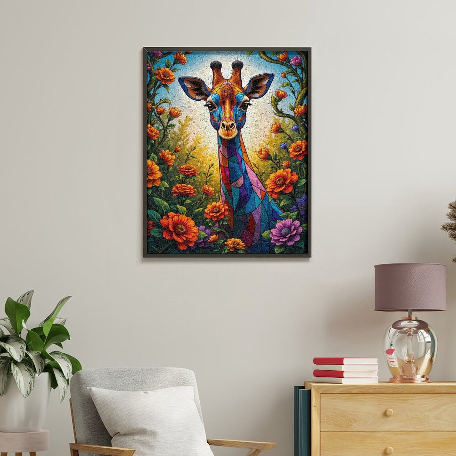 Paint By Numbers Kit for Adults Beginner - DIY Colorful Giraffe Floral Art Canvas Painting Kits for Adults, Frameless Paint By Number for Adults for Home Wall Decor 16x20 Inch