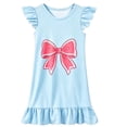 thumbnail image 3 of Gunia Little Girls Nightgowns Pjs For Girls Playful Nightdress Cute Bow Print Flutter Sleeves Cozy Cute Night Gowns Sleepwear Light Blue 5-6 Years, 3 of 3