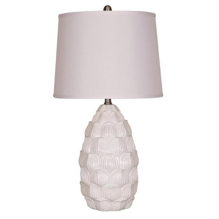 Woven Resin Table Lamp - Resin Table Lamp with Fabric Shade, White