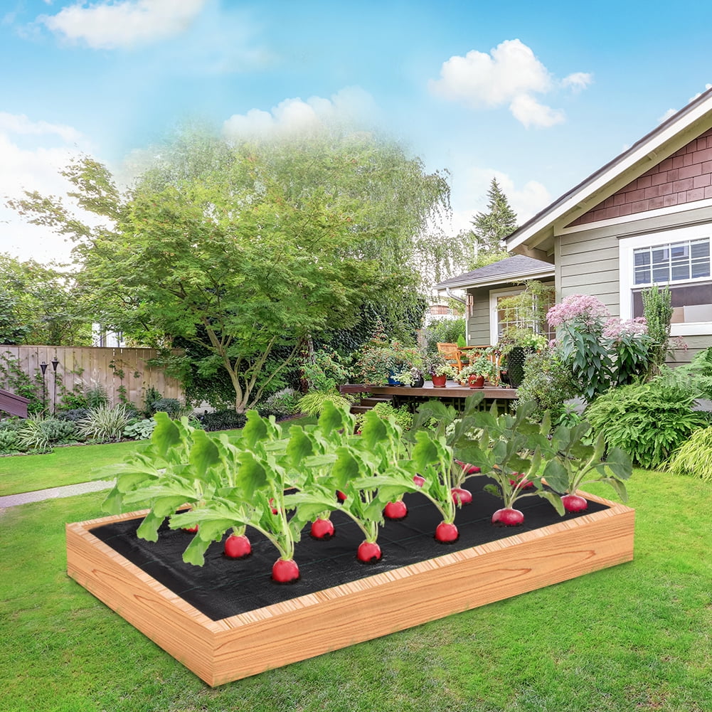 Landscape Fabric Weed Barrier 4 ft. x 50 ft. 3.0 oz. Ground Cover Garden Mats 6 Rows, Planting Hole, 4 in. Dia