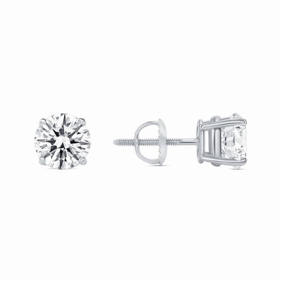 2 Ct E/VVS Round Lab Created Grown Diamond Solid 14K White Gold Earrings Studs