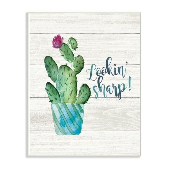 the stupell home decor collection looking sharp cactus succulent watercolor oversized framed giclee texturized art, 16 x 1.5 x 20
