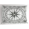 thumbnail image 1 of Compass Pillow Sham Hand Drawn Windrose in Line Art Style Nautical Illustration Coloring Book Design, Decorative Standard Size Printed Pillowcase, 26 X 20 Inches, Black White, by Ambesonne, 1 of 2