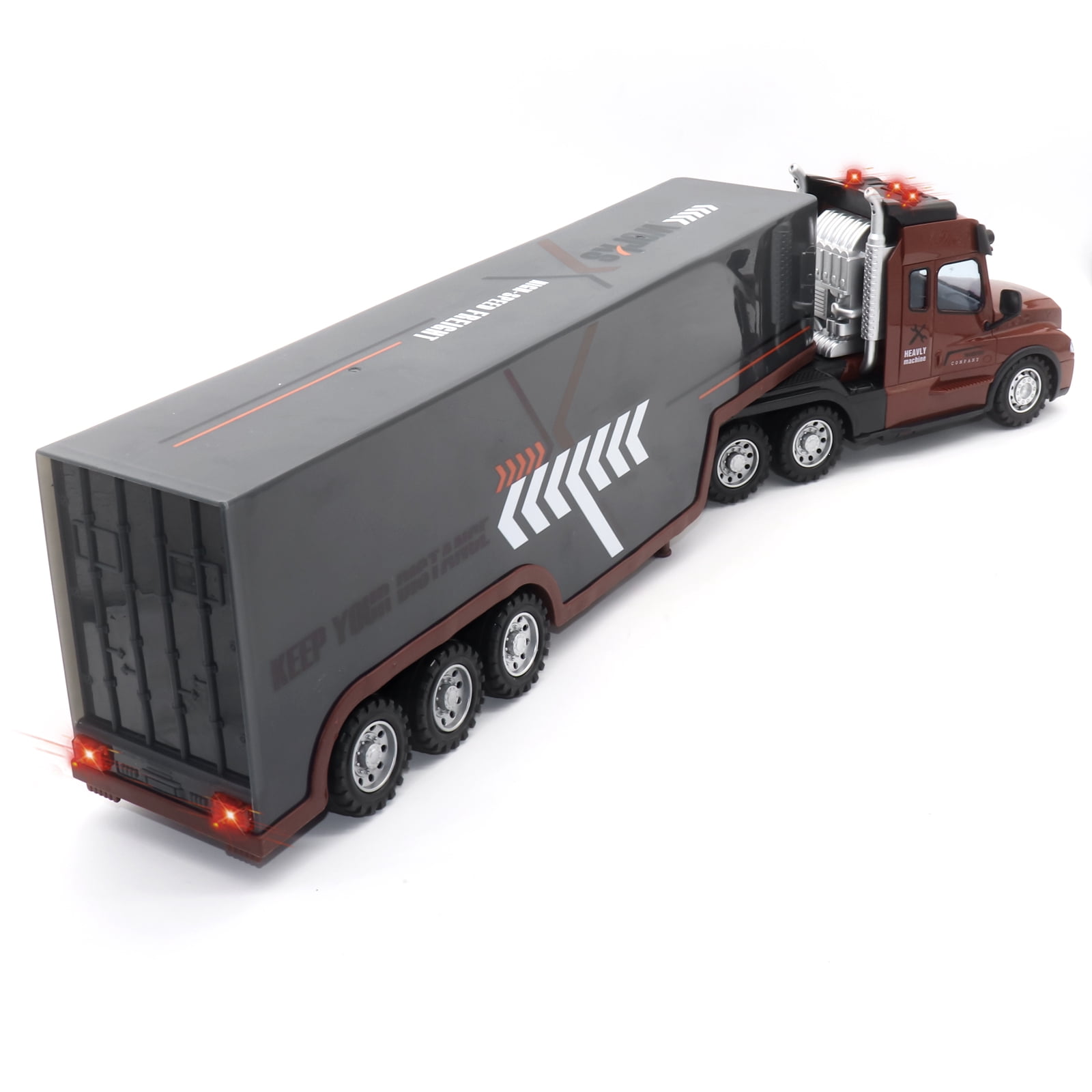 RC Semi Truck with Trailer, 2.4Ghz Remote Control Container Handling Car with Simulated Sound and Lights, Adults and Children Toy Gifts