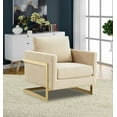 thumbnail image 7 of LeisureMod Accent Arm Chair Upholstered in Velvet with Gold Stainless Steel Sled Base and Removable Back and Seat Cushion No Assembly for Home, Bedroom, Office Lincoln Collection in Beige, 7 of 7