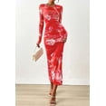 thumbnail image 3 of Vestido PRETTYGARDEN 2025 de manga larga ajustado con fruncido rojo Talla S, 3 of 8