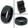 thumbnail image 4 of Tungsten Horoscope Aquarius Band Ring 8mm Men Women Comfort Fit Black Beveled Edge Polished, 4 of 4
