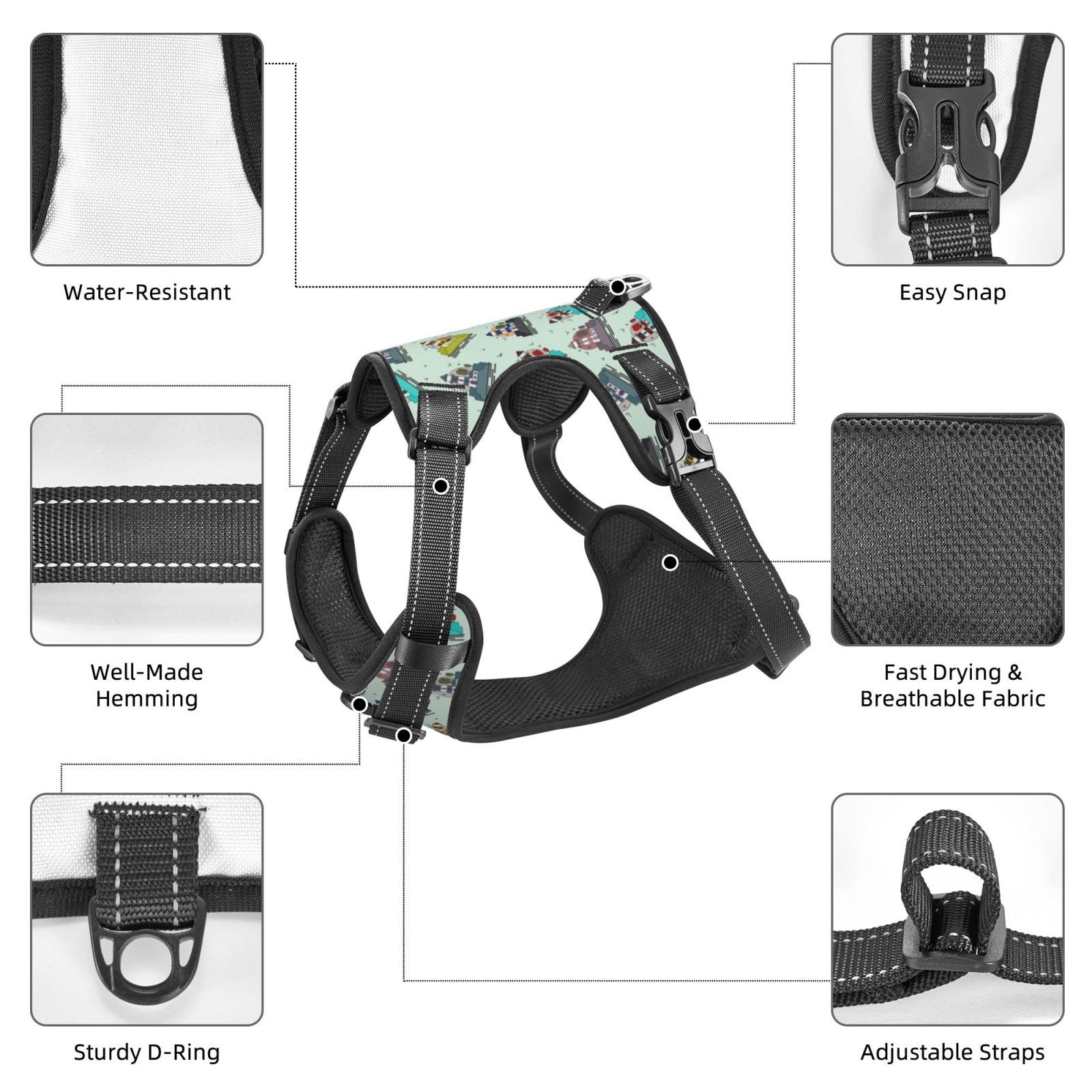Vsdgher Lighthouse Dog Harness, No-Pull Pet Harness, Dog Vest, Pet Vest for Small to Large Dogs-Large