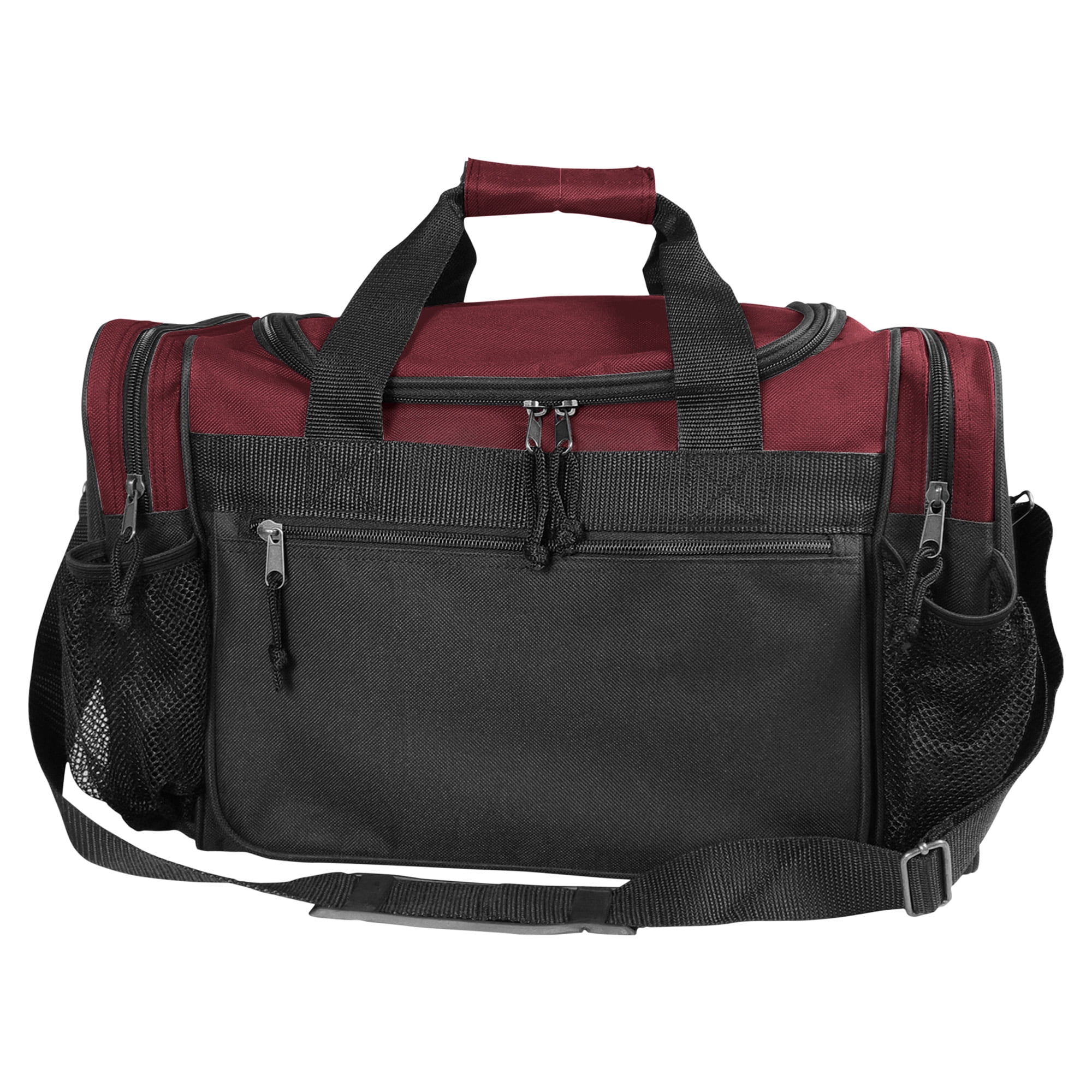 DALIX 17" Duffle Bag Sports Travel Gym Bag with Mesh Pockets in Maroon