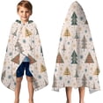 thumbnail image 3 of Multicolor Christmas Tree Pattern Hooded Bath Towel，50"x30" for Ages 3 To 12 Kids, Quick Dry Lightweight Soft Microfiber Hood Beach Towel Cover Up for Kids, 3 of 7