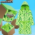 thumbnail image 4 of Bata de lana esponjosa de Minecraft para niños de 13 a 14 años, color verde, 4 of 6