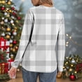 thumbnail image 5 of zbxnLI Womens Long Sleeve Shirts V Neck Button Tops Plaid Shirt Ladies Dressy Casual Blouse Trendy Work Clothes, 5 of 7