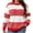 Red, variant on yillto Plus Size Women Sweater Color Block Striped Fashion Crew Neck Pullover Knit Loose Sweaters