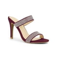 thumbnail image 1 of BLISSFUL STEP Women's Open Toe Stiletto High Heel Rhines Mules Sandals Burgundy 7, 1 of 7