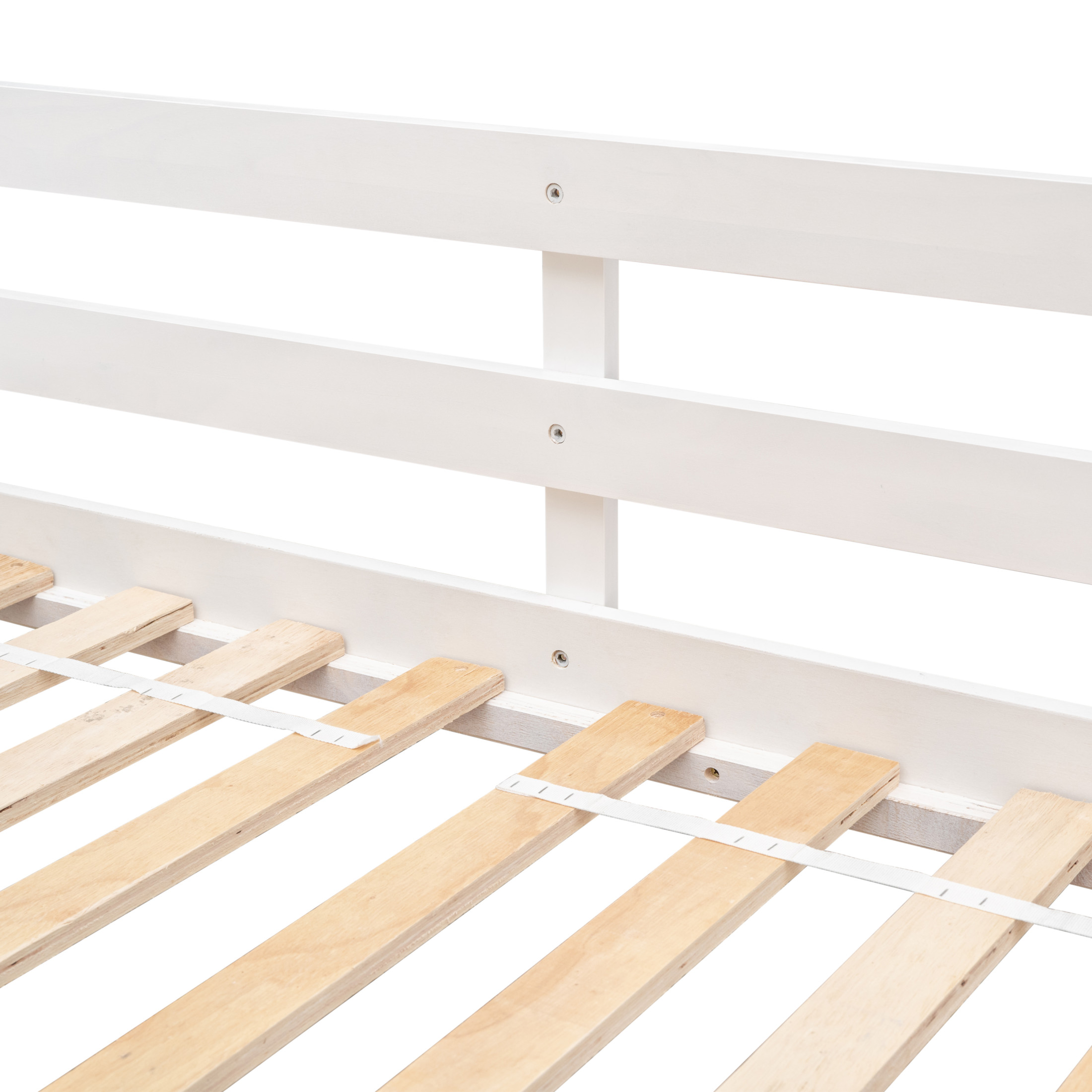 Noble House Twin Over Twin House Bunk Bed, Pine Wood Frame with Safety Guardrails and Ladder, White