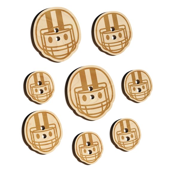 Occupation Athlete Football Helmet Icon Wood Buttons for Crochet Knitting Sewing DIY Craft - 1.00 Inch Medium (7pcs)