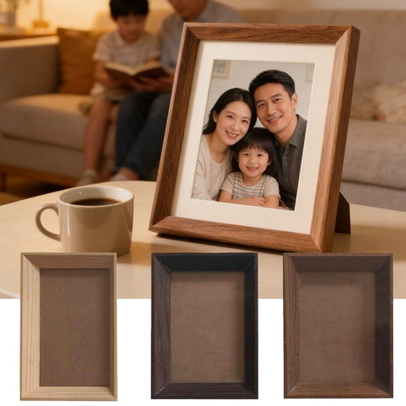 5x7 Wood Picture Frame Set of 3, Rustic Wall or Tabletop Photo Frame with Horizontal and Vertical Display, Includes Hanger and Easel Back for Family Art Memorial Decor