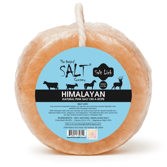 Organic Pink Himalayan Salt Lick for Horses – 4.4 lbs Natural Pink Block on Rope for Hydration, Digestion & Wellness – Rich in Essential Minerals