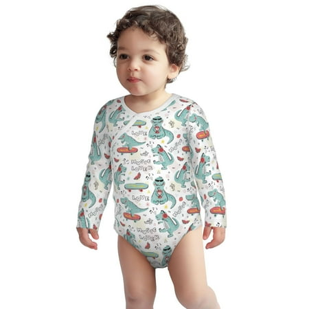 

Haiem Music Lover Dinosaur Printed Unisex-Baby Long Sleeve Onesies Bodysuits Unisex Babies Snap-Up Rompers-3 Months