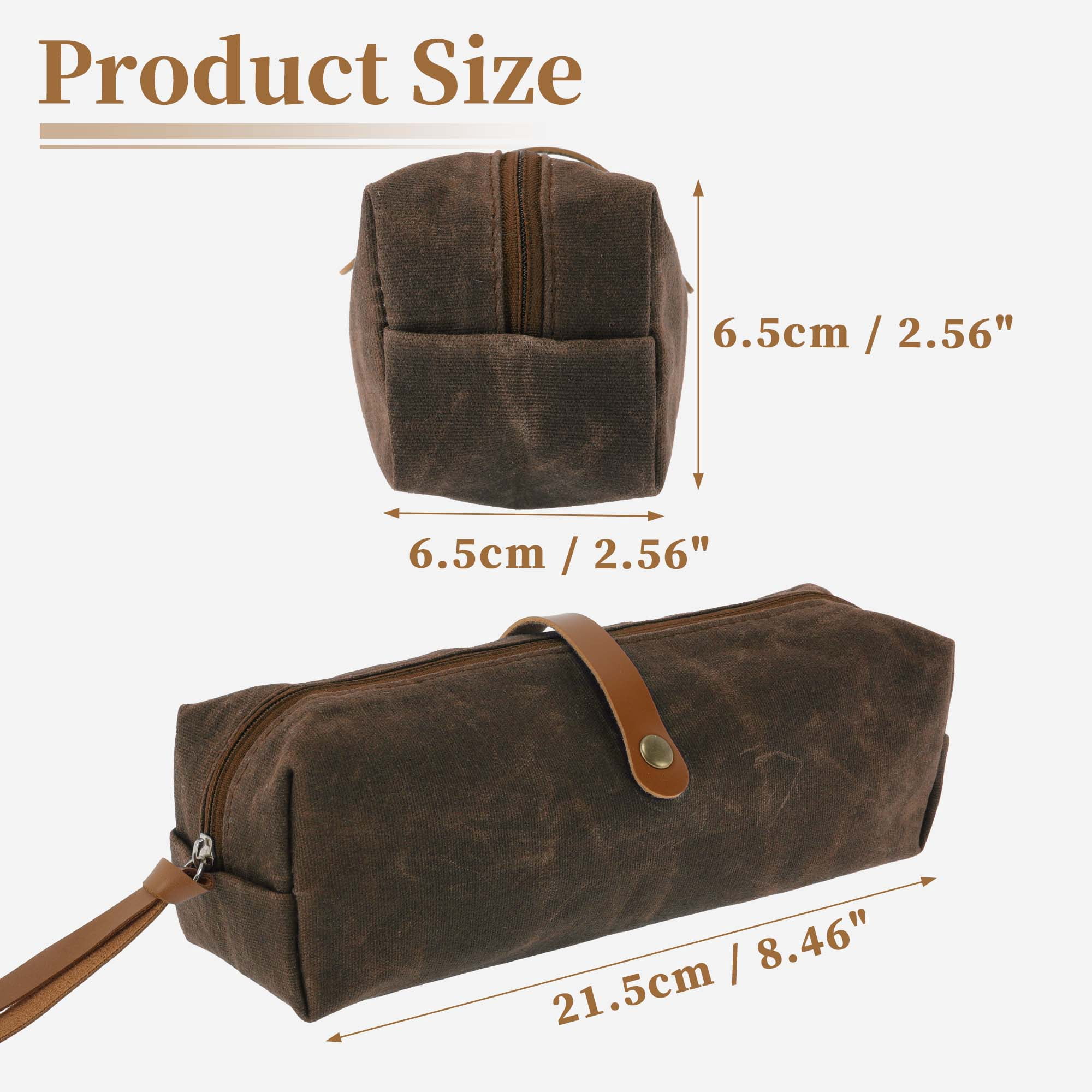 Unique Bargains Waxed Style Aesthetic Pen Bag Organizer Brown