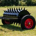 thumbnail image 3 of Titan Attachments 3 FT Tow-Behind Drum Spike Aerator Holds up to 25 Gal Water, 3" Long Welded On Spikes, Breaks Ground for Better Drainage & Fertilization, Wheel Kit Included, 3 of 9