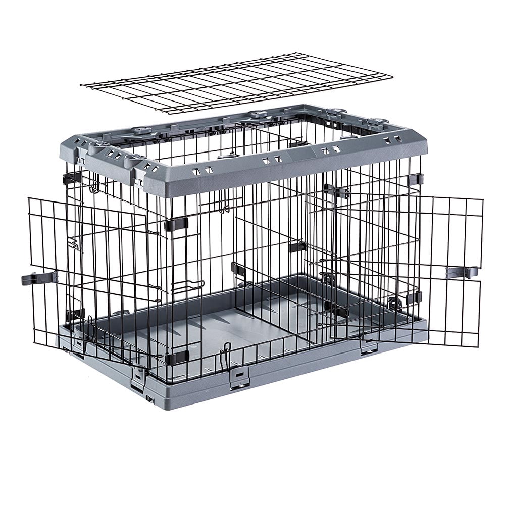 Ferplast Superior Hybrid ECO Dog Crate and Playpen, 30-inch Dog Crate, Gray