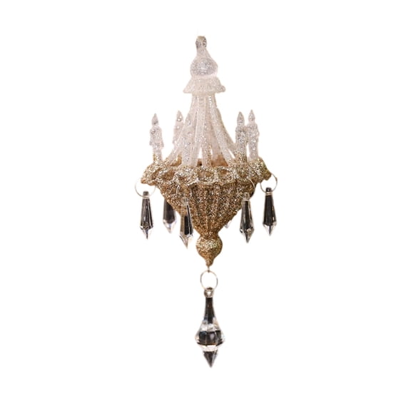 Christmas Crystal Chandelier Ornament – 7" Acrylic Pendant with Festive Design for Christmas Tree, Wall, or Gift Décor – Lightweight Plastic Holiday Hanging Decoration in Gold or Silver