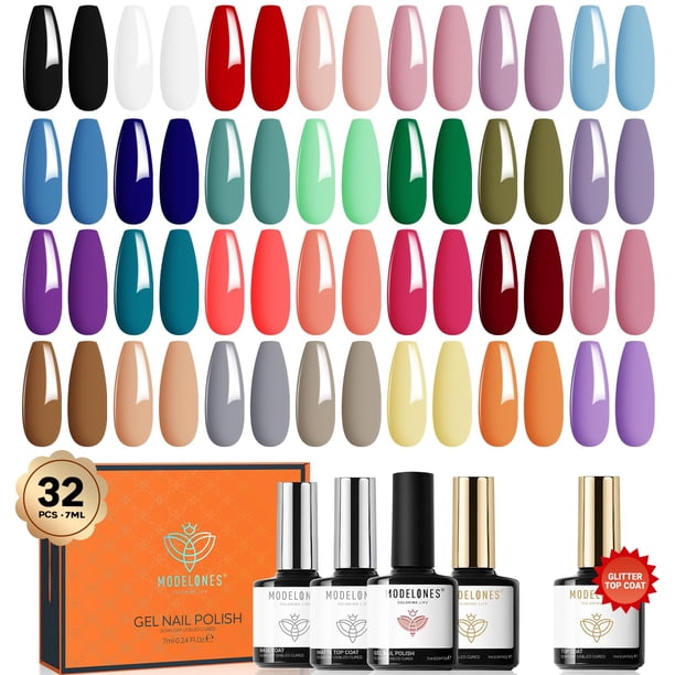 Set de esmaltes de uñas en gel Modelones, 32 unidades, colores otoño-invierno
