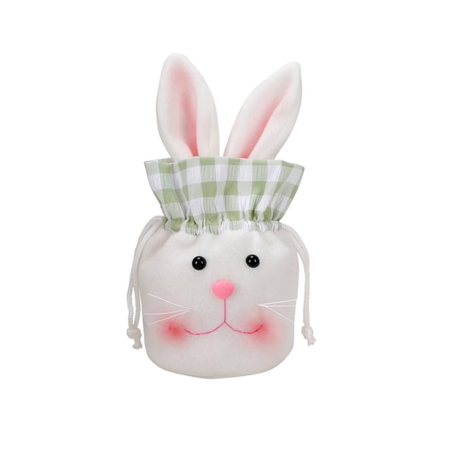 Meitianfacai Easter Candy Bag Long Eared Rabbit Cookie Packaging Reusable Drawstring Gift Bag, Holiday Themed Fabric Storage Bag Party Supply
