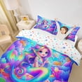 thumbnail image 3 of Erosebridal Colorful Mermaid Fishtail Twin Bedding,Watercolor Ocean Coral Duvet Cover Set For Girls 2pcs,No Comforter,Reversible, 3 of 6