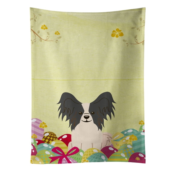 Carolines Treasures BB6076KTWL Easter Eggs Papillon Black White Kitchen Towel 15 X 28" multicolor