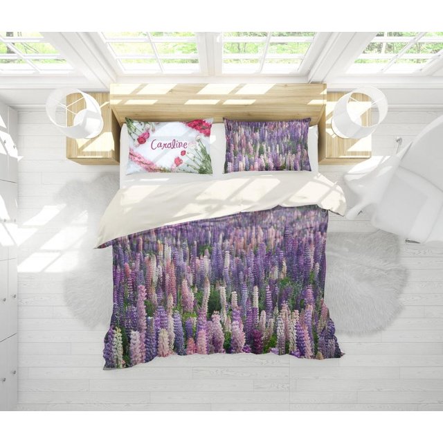 3D Lavanda Funda de edredón Juego de ropa de cama Fundas de almohada 72