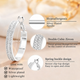 thumbnail image 5 of YEUOYEA Silver Plated Cubic Zirconia Hoop Earrings for Women, Double Row CZ Wide Hoops, 30mm, 5 of 8