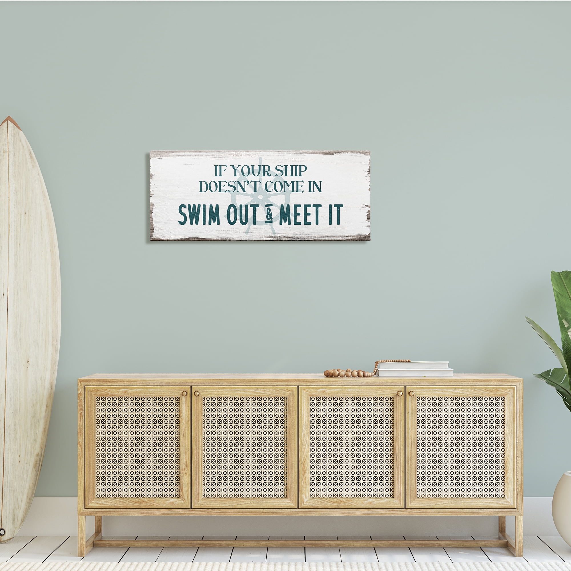 Stupell Indtries Ship Swim Out Meet It Sign Nautical Wheel,40 x 17,Design by Daphne Polselli