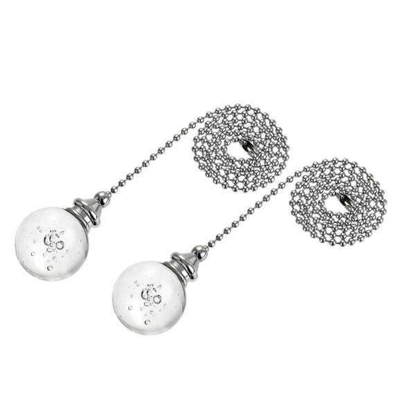 Uxcell 1.18" Ceiling Fan Pull Chain Bubble Crystal Clear 2Pcs