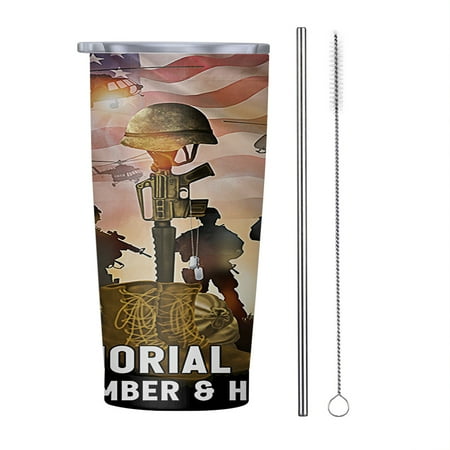 

Memorial Day Remember And Honor Veterans American flag 20oz Tumbler Insulated Stainless Steel Water Bottle Portable Travel Coffee Tea Mug Cup