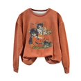 thumbnail image 4 of WHEANG Sweatshirt for Women Halloween Fashion Cat Graphic Print Crew Neck Sweatshirts Women Casual Vintage Top Women's Halloween Sweatshirt Size XL Orange, 4 of 4