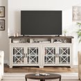 thumbnail image 3 of Cabihome TV Stand, Farmhouse Wooden entertainment center for 75 inch with LED Lights and Glass Door, for Home Whitewash, 3 of 7