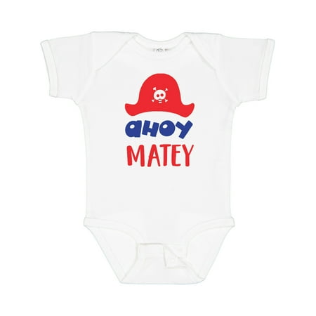

Inktastic Ahoy Matey Pirate Hat Skull and Bones Pirates Gift Baby Boy or Baby Girl Bodysuit