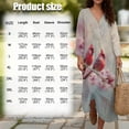 thumbnail image 6 of DISNIMO Maxi Dresses for Women Cardinal Print Linen Style Casual Dress V Neck Loose Shift Dress 3/4 Sleeve Midi Dresses, S, 6 of 6