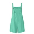 thumbnail image 4 of Women's Summer Cotton Linen Short Overalls Casual Bib Overall Shorts Shortalls Rompers Jumpsuits with Pockets, 4 of 4