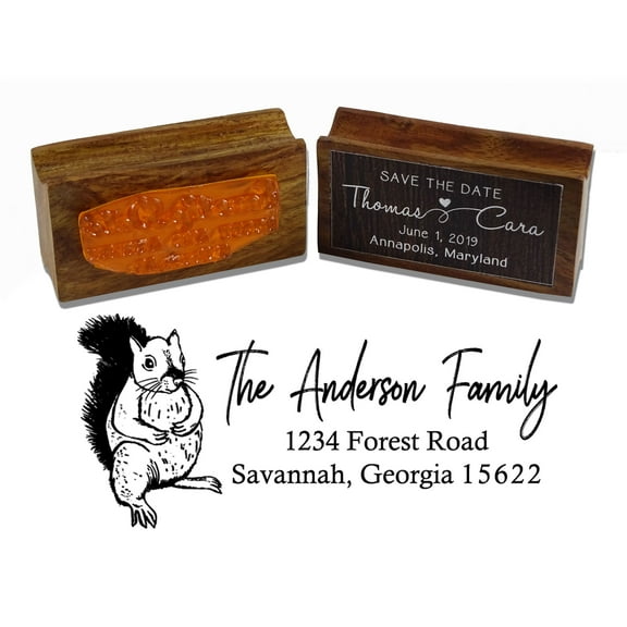 Printtoo Personalized Wood Mounted Housewarming Custom Stamper Address Rubber Stamp-2.6 x 1.1 Inches