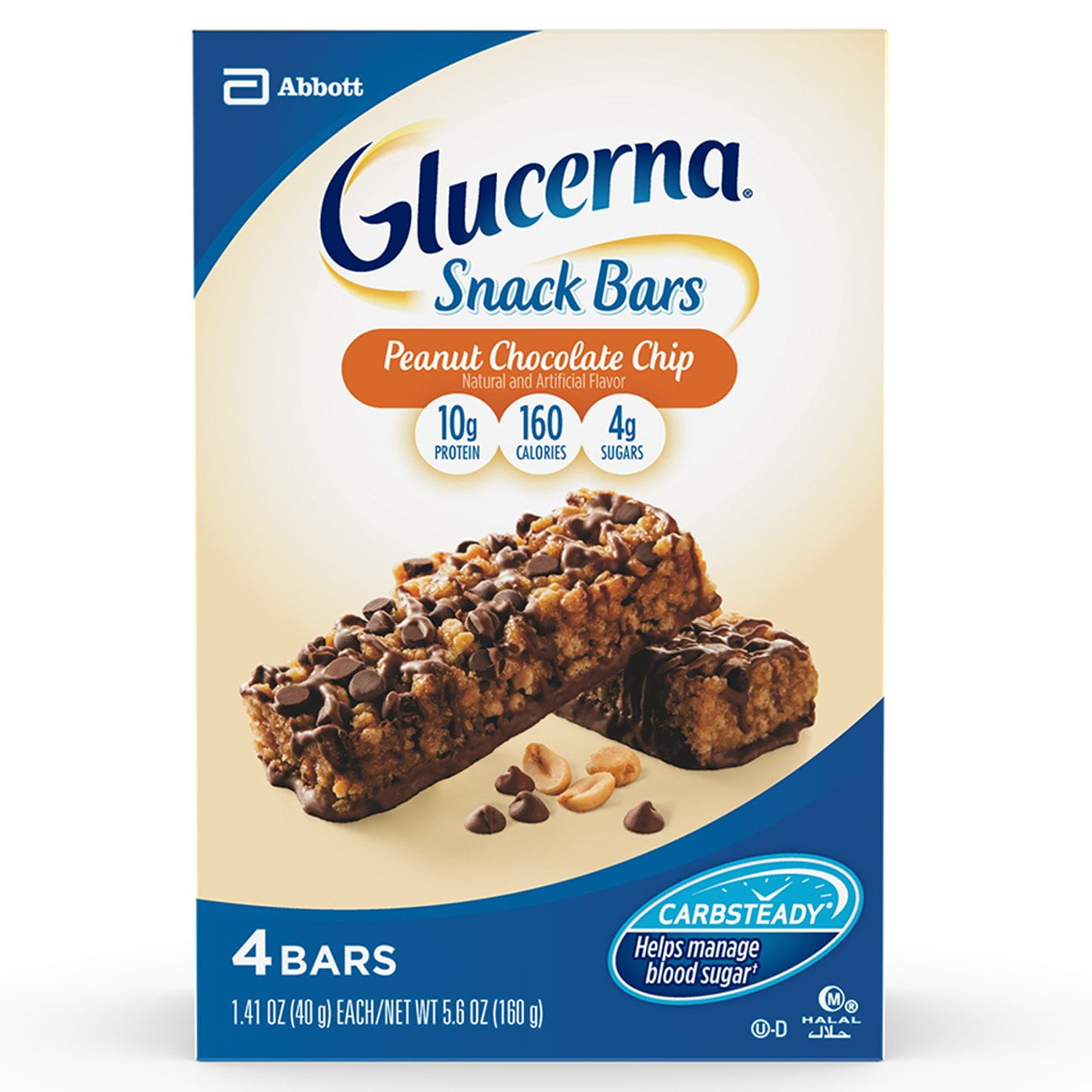 Glucerna Crispy Delights Nutrition Bars, Peanut Chocolate Chip, 4 Count