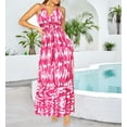 thumbnail image 3 of HAPPY BAY Women's Beach Summer Halter Neck Tube Top Maxi Evening Frill Dress for Women S-M Fuscia, Tie Dye, 3 of 4