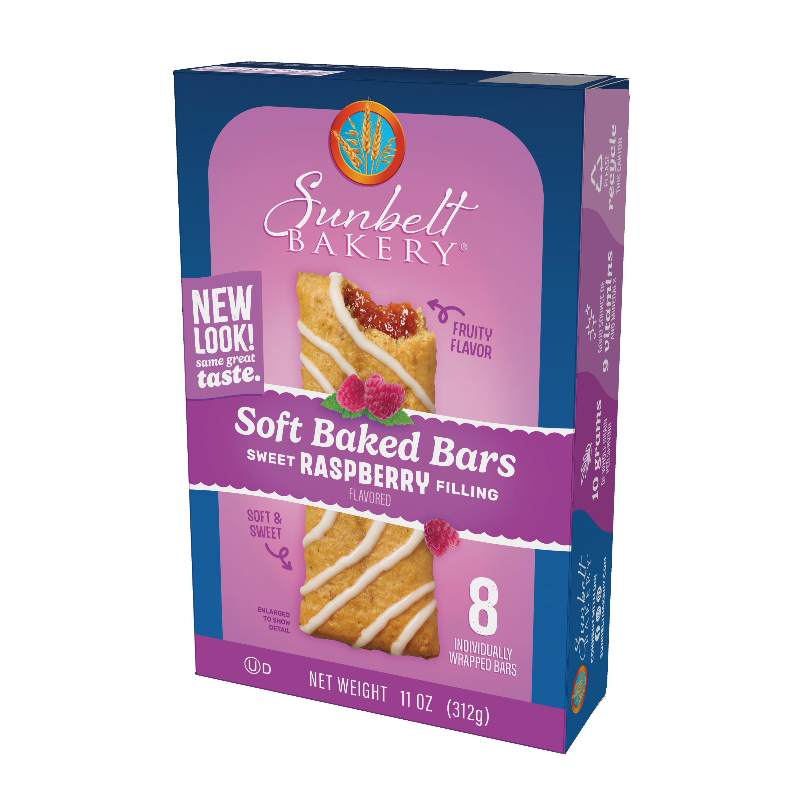 (4 pack) Sunbelt Bakery Raspberry Fruit & Grain Bars, No Preservatives