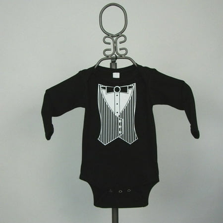 Baby Milano Black Tuxedo Vest Infant Bodysuit - Long Sleeve