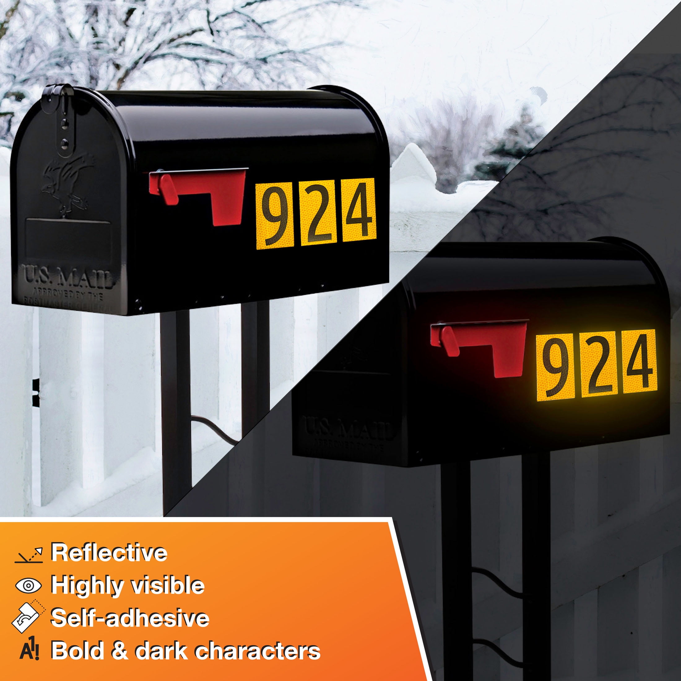 (6 pack) HY-KO 4" Yellow Self-Adhesive Reflective Number 8