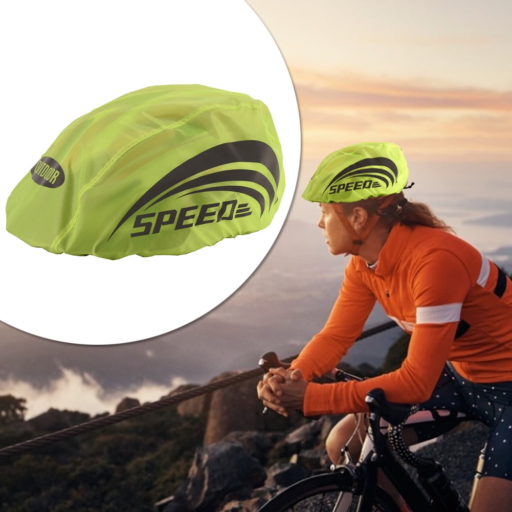 Portable Universal Size Bicycle Waterproof Helmet Rain Cover Stripes FM 